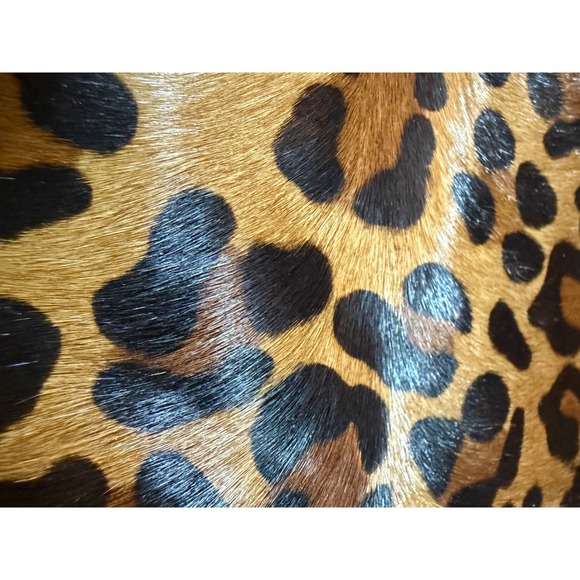 Wilsons Leather Leopard Print Haircalf Tote Bag Brown Leather Shoulder Bag - Picture 3 of 9